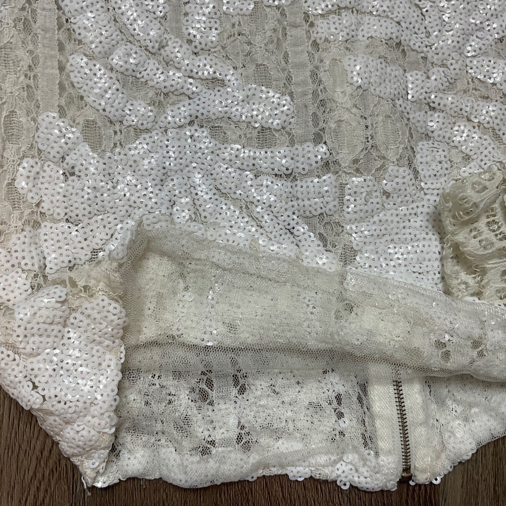 Endless Rose Sequin Lace Victorian Edwardian Romantic Top Womens Small White - Picture 10 of 10